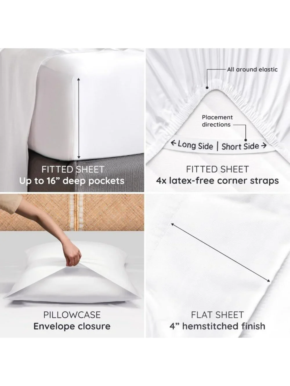 Cooling Bamboo Sheets King Size Set - 4PC Deep Pocket Luxury Bedding, Soft